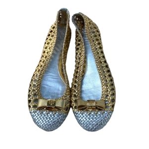 Tory Burch Metallic woven flats 6.5 M